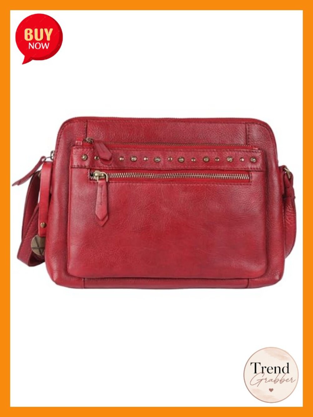 Genuine Italian Leather Boho Studded Shoulder Sling Bag, Stylish & Durable